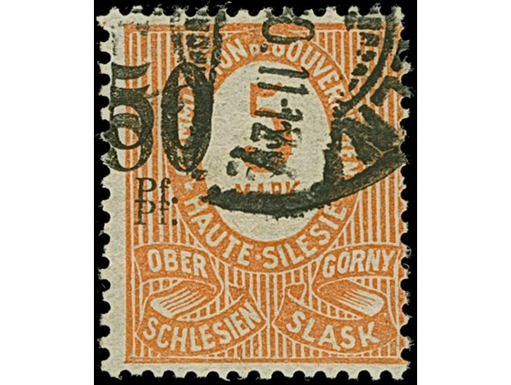 1920, 50 Pfennig auf 5 Mark, mit doppeltem Aufdruck in Type IIa, farbfrisch und normal gezähnt, sauber gestempelt, tadellos, 