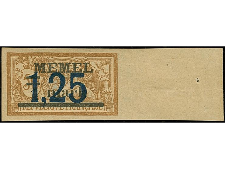 1922, 1,25 auf 1m auf 50 C., farbfrisch und allseits breitrandig ungezähntes rechtes Seitenrandrand von Feld 40, mit Aufdruck
