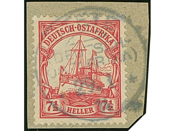 “UTETE (DOA) 29.1.14” klar auf Kaiseryacht 7½ H. mit Wasserzeichen auf Brieftück, in tadelloser Erhaltung, Fotoattest Jäschke