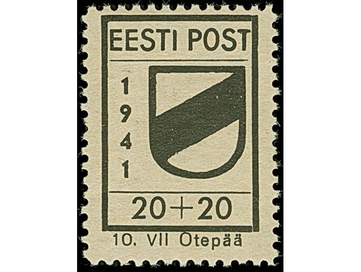 1941, Wappenschild 20 Kopeken, gezähnt, Type II, farbfrisch und gut gezähnt, mit fehlendem Blaudruck, postfrisch, tadellos, s