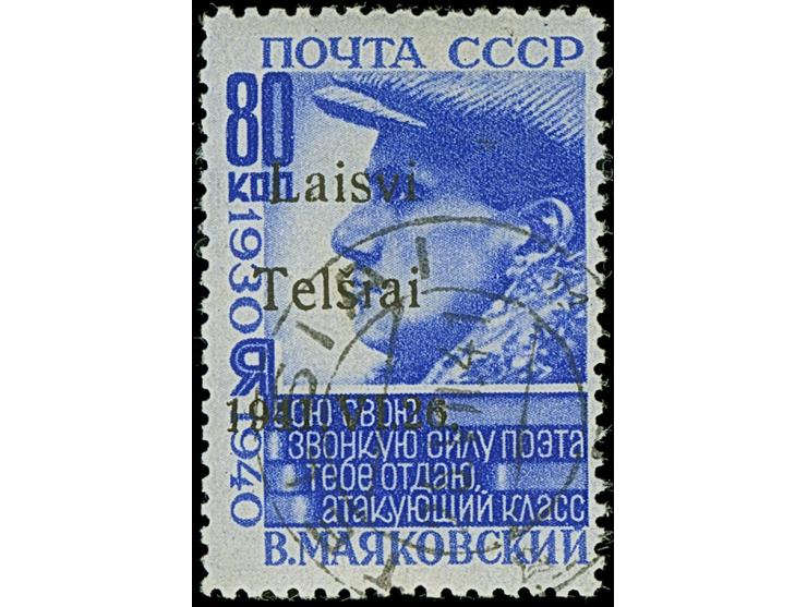 Majakowski 80 Kopeken ultramarin, Aufdrucktype II von Druckfeld 42, farbfrisch und ausgabetypisch gezähnt, sauber gestempelt 