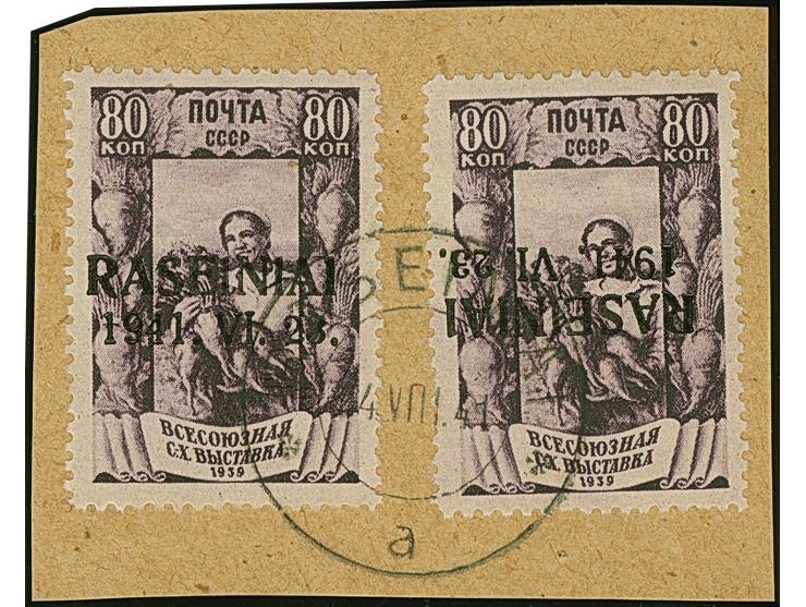 Allunionsausstellung 80 Kopeken schwarzgraupurpur, mit kopfstehendem sowie mit normalstehendem Aufdruck, farbfrisch und gut g