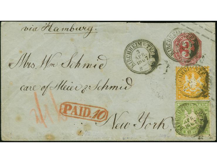 1863, 18 Kr. orangegelb zusammen mit 18651 Kr. grün durchstochen, beide farbfrisch und gut gezähnt bzw. durchstochen mit DKr.