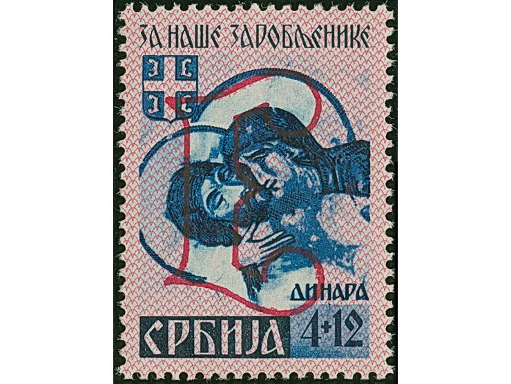 1941, Kriegsgefangene 0,50-4 Dinar, Aufdrucktype AIV, postfrisch mit üblicher Gummierung, tadellos