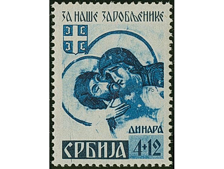 1941, Kriegsgefangene 0,50-4 Dinar, ohne Netzüberdruck, einheitlich mit Stecherzeichen in Type III, postfrisch, tadellos, sel