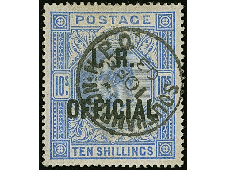 1902, I.R. OFFICIAL: Edward VII. 10 sh. ultramarine, fresh color, nicely centered, mostly good perforation, just a few nibbed