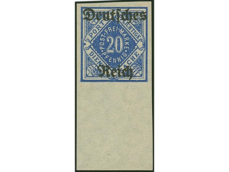 1920, 5-50 Pfg. ungezähnt kpl. inkl. 20 Pfg. mit beiden Wasserzeichen, postfrisch, in tadelloser Erhaltung. Die 20 Pfg. mit W