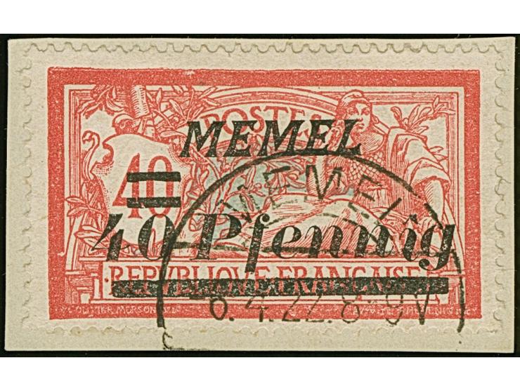 1922, 40 Pfennig, mit Aufdruckfehler "Circonflexe statt i-Punkt", sauber gestempelt auf Briefstück, tadellos, sign. Dr. Peter