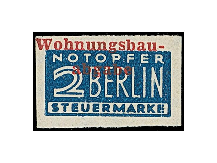 2 Pfg. geschnitten mit Wasserzeichen 1W und rotem Aulendorfer Aufdruck, postfrisch, der Aufdruck punktuell mit kleinen dunkle
