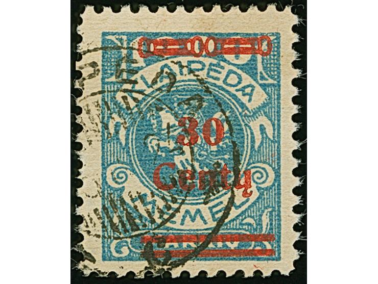 1923, 24-Werte 30 Centu auf 1000 M., Aufdrucktype III, sauber gestempelt, tadellos, sign. Dr. Petersen BPP