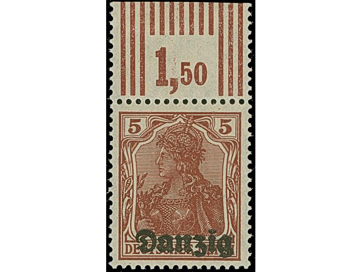 Nicht ausgegeben: Germania 5-40 Pfennig, je als Oberrandstück, postfrisch, alle im Rand mit Falzrest, tadellos, u.a. sign. Du