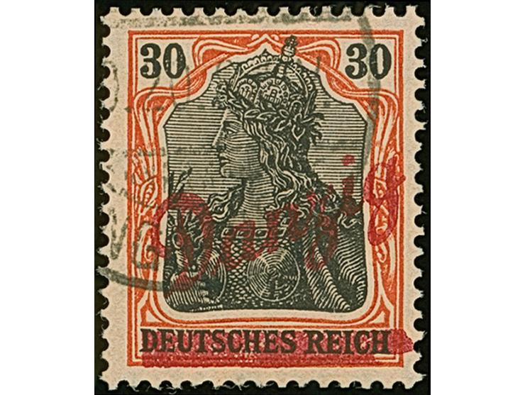1920, Kleiner Innendienst 30 Pfennig, mit Aufdruckfehler “Balken recht unten ausgebrochen und rechts mittig stark verlängert”