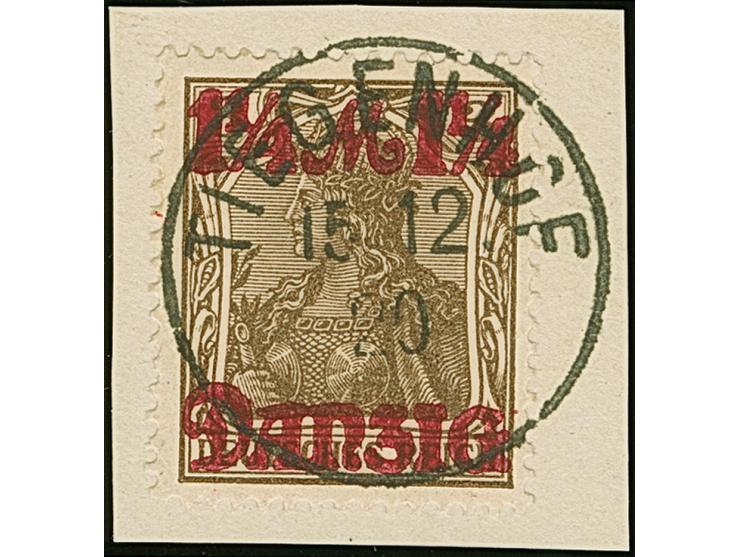 1920, Germania mit Netzunterdruck in lebhaftlilagrau: 1¼ Mark ohne Netzunterdruck mit sauberem Stempel "TIEGENHOF 15 12 20" a
