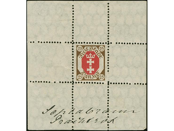 1921, Kleines Staatswappen 25 Pfg. braun/rot ohne Netzunterdruck, Essay in abweichender Zeichnung, u.a. “erstes “t” in Stadt"