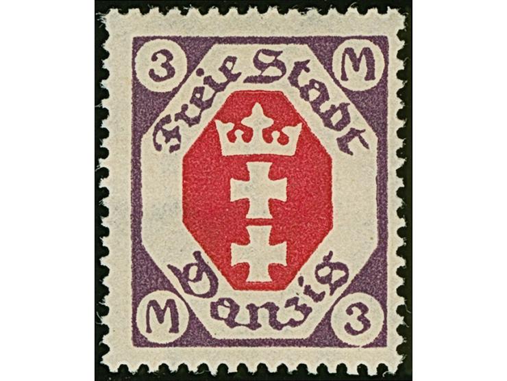 1921, Kleines Staatswappen 3 Mark, mit stehendem Wasserzeichen, postfrisch, tadellos, sign.