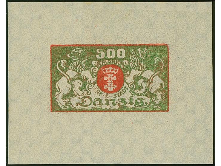 1922, Großes Staatswappen 500 M. grünbronze/rot, Einzelabzug im Kleinbogenformat (68x54mm), stehendes Wasserzeichen, mit Rose