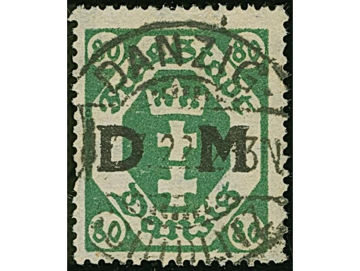 1922, Staatswappen 80 Pfennig, liegendes Wasserzeichen, farbfrisch und gut gezähnt, sehr schön zentrisch, zeitgerecht gestemp