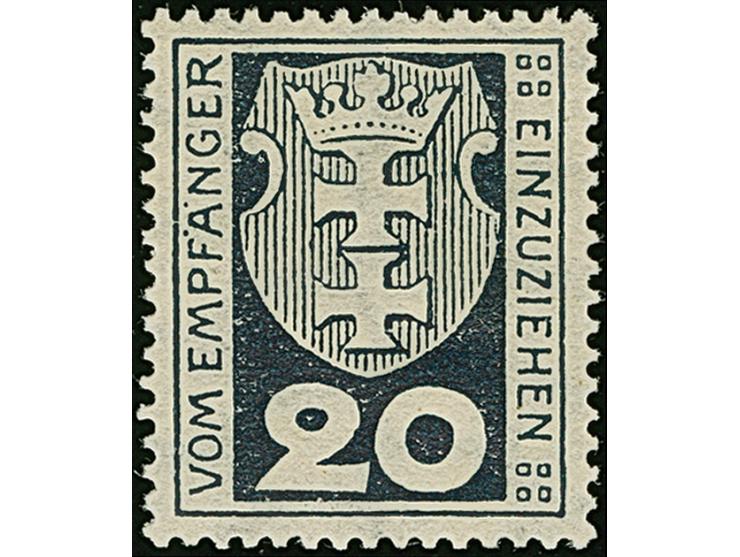 1921, Staatswappen 20 Pfennig, Probedruck, gezähnt in schwarzblau, postfrisch, tadellos, selten, unsigniert mit Fotoattest Gr