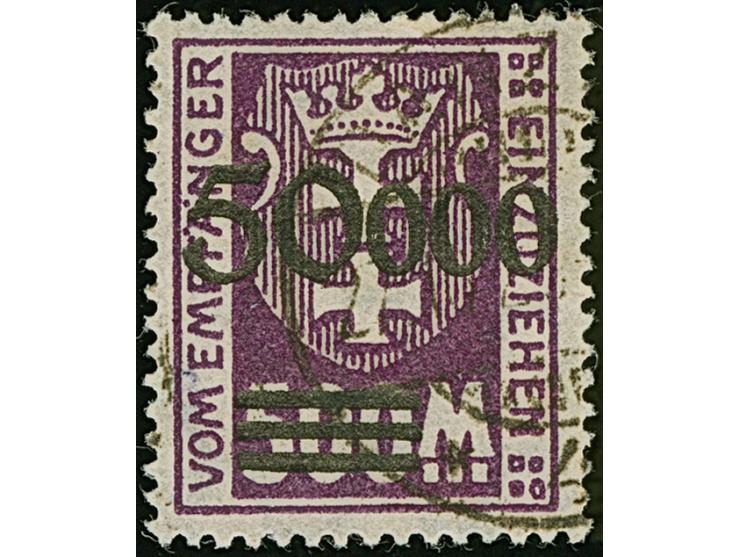 1923, 50000 auf 500 Mark, glänzender Aufdruck, farbfrisch und gut gezähnt, sauber zeitgerecht gestempelt, tadellos, Fotoattes