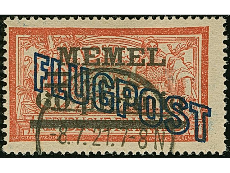 1921, Flugpost 60 pfennig auf 40 Centimes, mit Aufdruckfehler “weiter Abstand zwischen 6-0 im Wertüberdruck", farbfrisch, aus