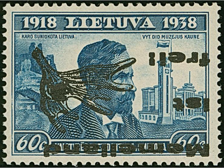 1939, Elchschaufel 30 Centu, kopfstehender Aufdruck in Type I mit Aufdruckfehler “t von ist oben gespalten”, Aufdruckfeld 60,