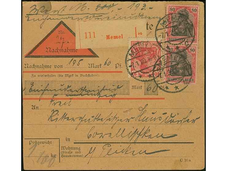 1920, Germania 80 Pfennig karmin/grauschwarz auf mittelgraurot, senkrechtes Paar zusammen mit 10 Pfennig karmin, farbfrisch u