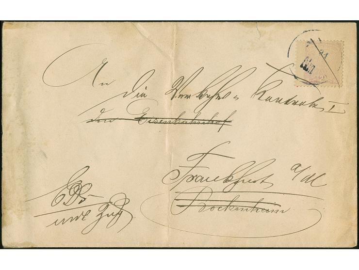 Bockenheim-Privat-Briefverkehr: 1892, 2 Pfg. violett (stark verblasst) mit Stempel “7 91 Nm” auf Brief mit Nachsendung an ein