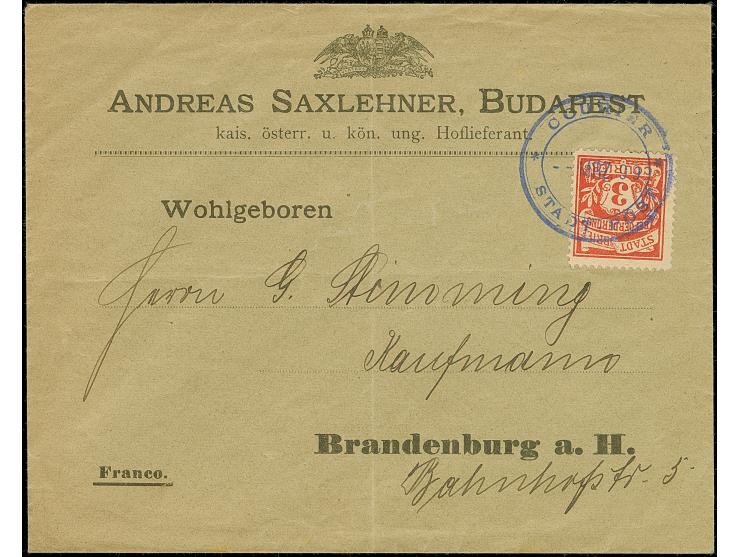 Auswärtiger Verkehr Courier-Stadtpost Spandau: 1899, 3 Pfg. rot mit blauem DKr. “COURIER STADT-POST MRZ.99” auf Vordruckbrief
