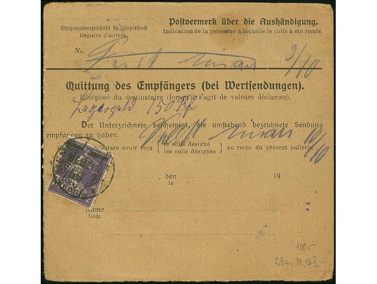 1920, 50 pfennig auf 35 Centimes, weißes Papier, rückseitig sauber mit Stempel “MEMEL -8.10.21” als Gebühr für wiederholtes V