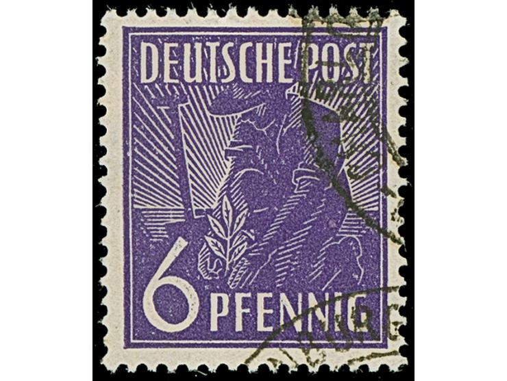 1946, Arbeiter 6 Pfg. schwärzlichblauviolett, gestempelt “BERLIN - CHARLOTTENBURG 2 z”, tadellos, eine gestempelt sehr selten