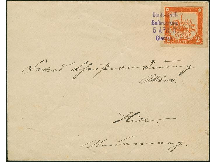 Privat-Stadt-Post: 1888, Burgzeichnung ohne Randinschriften 2 Pfg. geschnitten mit violettem L4 “Stadt-Brief-Beförderung 5.AP