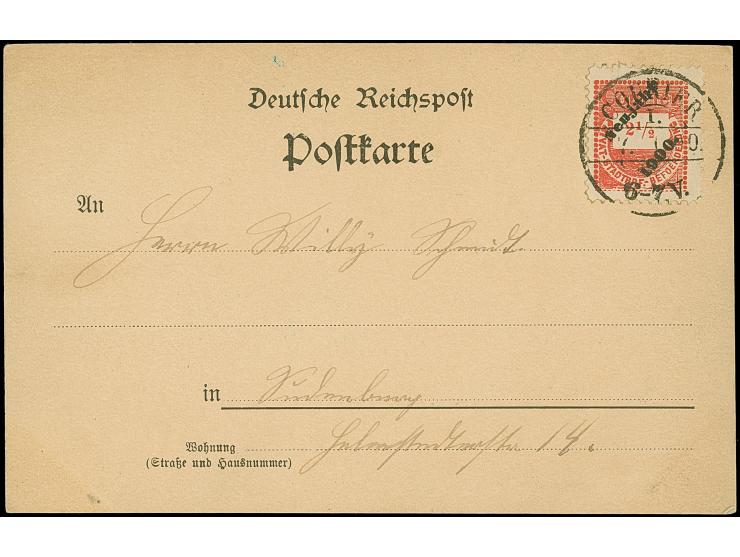 Courier: 1899, Neujahrsmarken 1½ Pfg. blau und 2½ Pfg. rot je mit Stempel “COURIER” auf zwei Ortsbriefen, dazu weitere 2½ Pfg