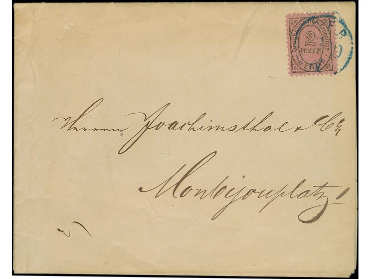 Brief- und Druckschriften-Expedition: 1873, 2 Pfg. schwarz auf trübrosa mit EKr.-Stempel ohne Inschriften auf amtlicher Reich