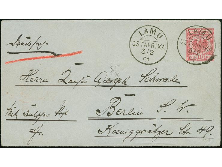 Umschlag 10 Pfg. mit sauber auf- und nebengesetztem "LAMU 3/2 91" als Drucksache nach Berlin, mit Ankunftsstempel.