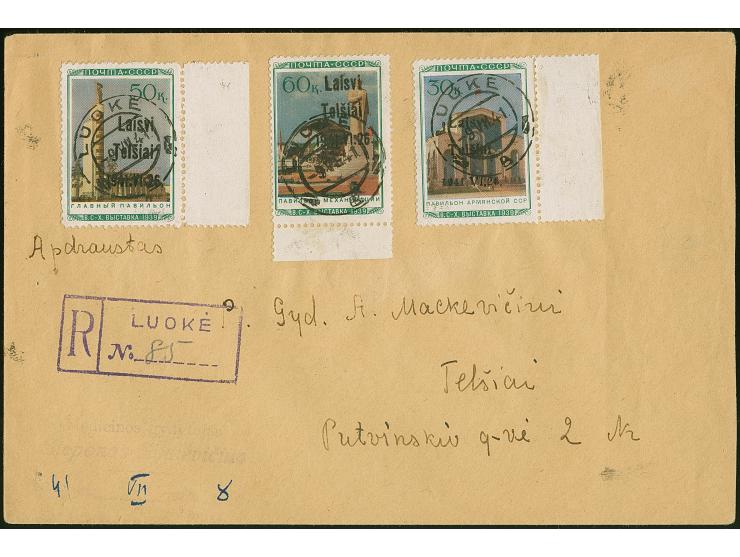 1941, Armenische SSR 30 Kopeken, Hauptpavillon 50 Kopeken sowie Pavillon der Mechanisierung 60 Kopeken, je als Randstück, sau