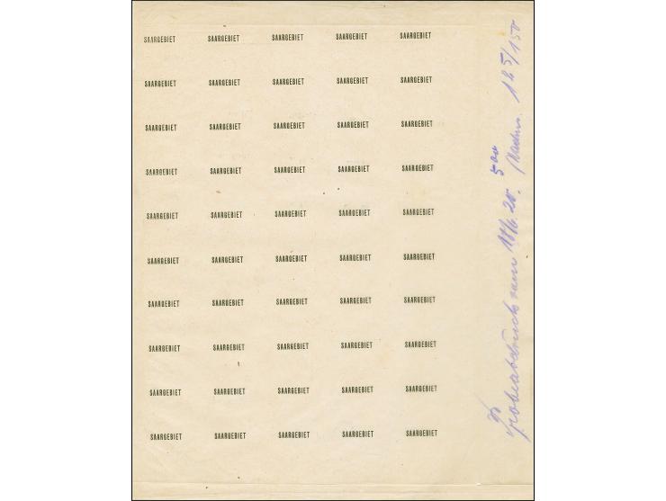 Kontrollabzug der Aufdruckplatte auf dünnem Maschinenpapier, im Bogenrand mit handschriftlicher Angabe “Probeabdruck vom 18/6