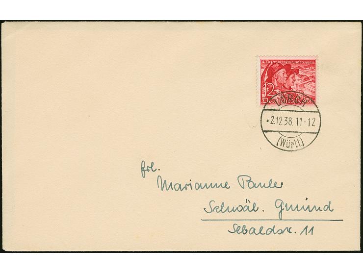 1938, Abstimmung im Sudetenland 6 Pfg. und 12 Pfg., Je mit sauberem Ersttagsstempel "LORCH 2.12.38" auf adressierter Karte bz