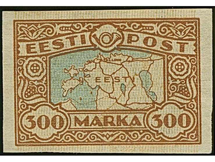 1923, Map of Estonia 300 mark, imperforated proof, unused, fine, certificate Löbbering BPP (2016) (Hurt/Ojaste G:2)