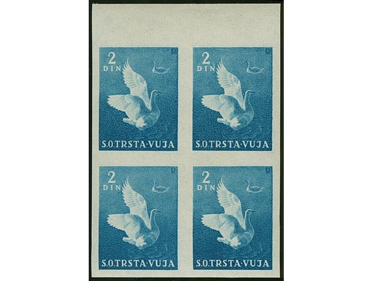 1950, Pets 2 l. blue, imperforate, block of 4 with upper sheet margin, mint never hinged, fine