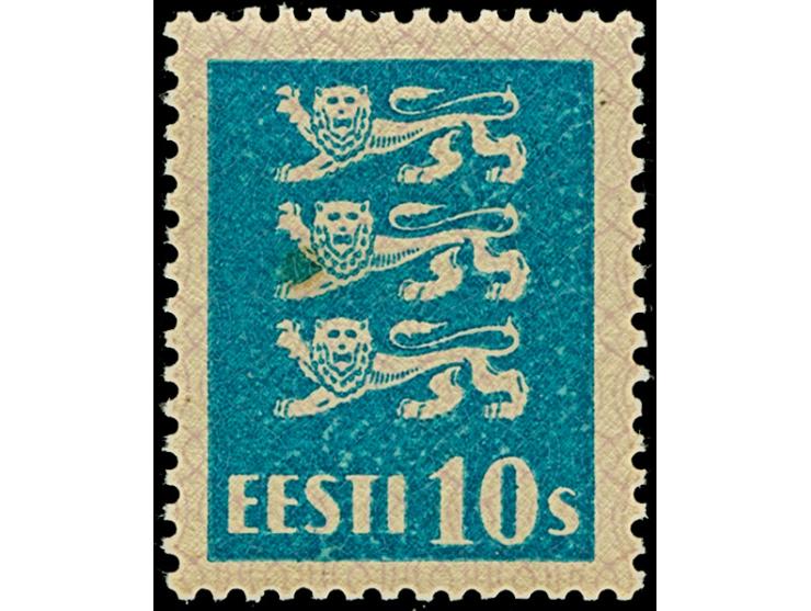 1935, Coat of arms 10 senti, both printings burelage and stamp image, printed on the gum side, mint never hinged, fine and sc