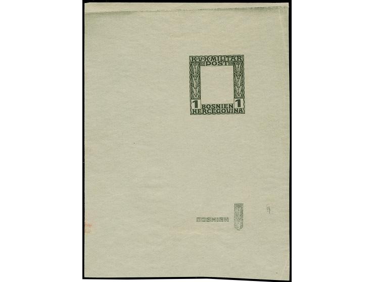 1912, Kaiser Franz Joseph I. 1 (H.) schwarz, Einzelabzug im Blockformat auf ungummiertem Papier, Druck nur des Rahmens und se