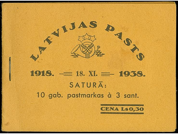 1938, 20th Anniversary of the Republic, booklet with 10 stamps at 3 santimi, mint never hinged, front cover minor spot, other