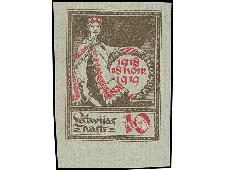 1919, 1st Anniversary of Independence 10 kopek, imperforated archive proof, without gum, very rare only few copies known, fin