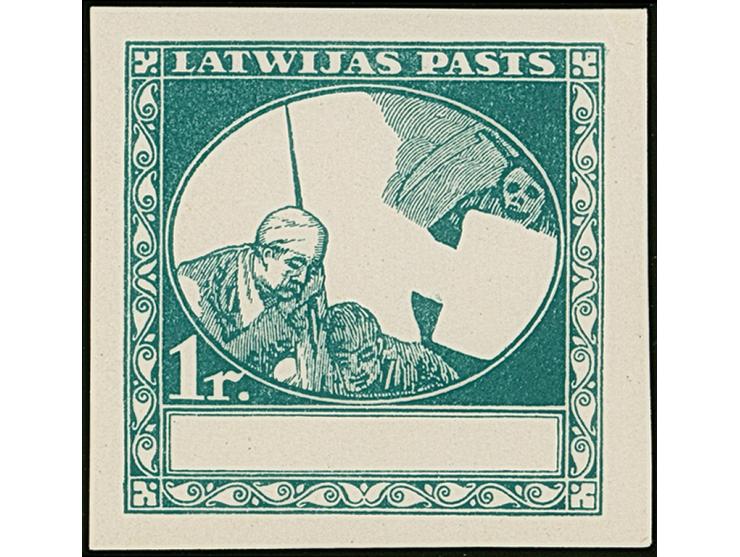 1920, Red Cross 20 kopeks -1 rubel green on chalky paper, frame only, without gum, scarce, fine