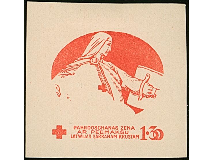 1920, Red Cross 20 kopeks -1 rubel red on chalky paper, center only, without gum, scarce, fine