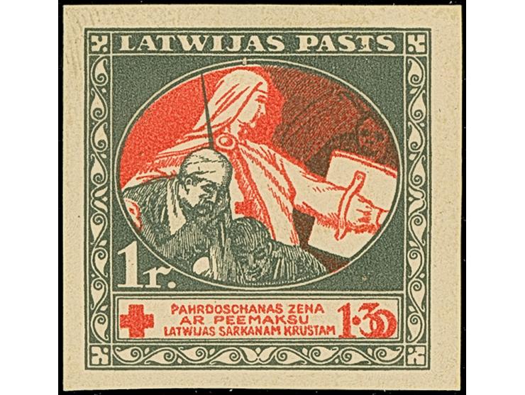 1920, Red Cross 20 kopeks -1 rubel on chalky paper, different colors, 40 kopeks with additional center in red on reverse, fin