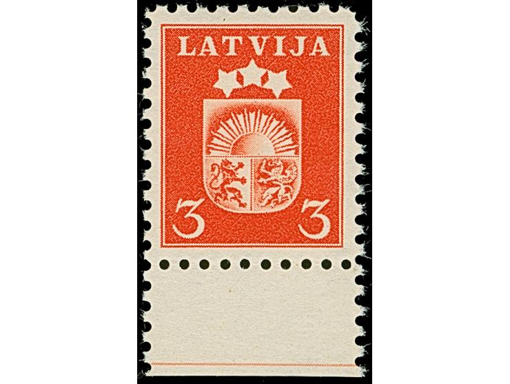 1940, Coat of arms 3 santimi orange, without watermark, mint never hinged, scarce, fine