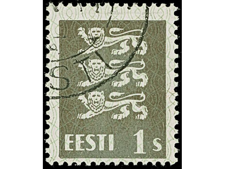 1940, Coat of arms 1 senti grey on white paper, used, fine, scarce