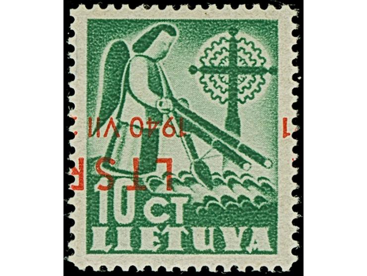 1940, Lithuanian SSR 10 centu, inverted overprint, mint never hinged, tiny fingerprint, otherwise fine, scarce only 100 print