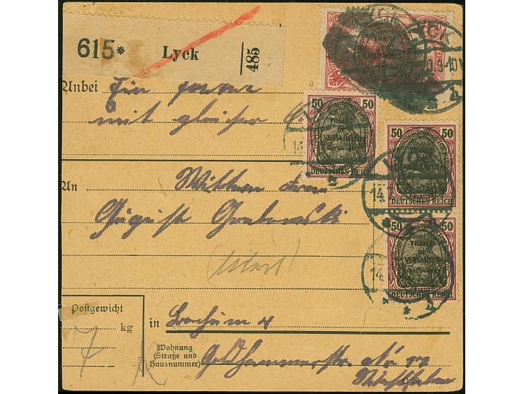 1920, Aufdruckausgabe im Hochoval 50 Pfennig, senkrechtes Paar und Einzelwert wie 2,50 Mark, sauber mit Korkstempel bzw. Aufg